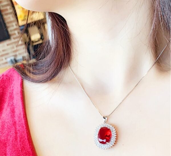 #GN017 Buddhavow Micro-set Pigeon Egg Blood Ruby Collarbone Chain Jewelry Necklace Pendant：圖片 3