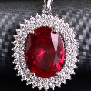 #GN017 Buddhavow Micro-set Pigeon Egg Blood Ruby Collarbone Chain Jewelry Necklace Pendant