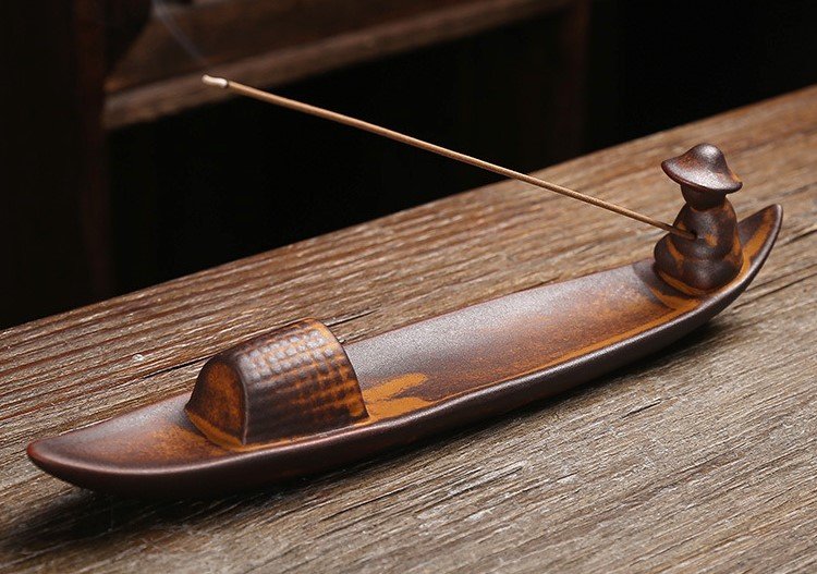 #IB009 Buddhavow Zen mountain cloud sea fisherman boat ceramic plug multi-function incense burner ornaments