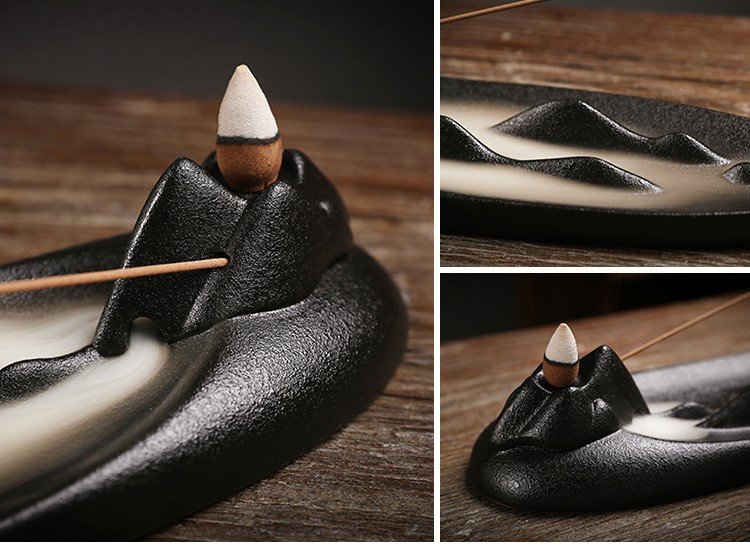 #IB009 Buddhavow Zen mountain cloud sea fisherman boat ceramic plug multi-function incense burner ornaments:圖片 2