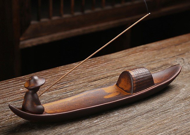 #IB009 Buddhavow Zen mountain cloud sea fisherman boat ceramic plug multi-function incense burner ornaments:圖片 7