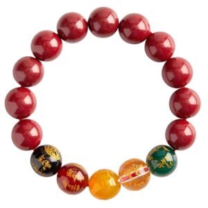 #PB007 Buddhavow Handmade Yoga Tibetan Red and gold 5colors 5way god of wealth money Prayer Beads