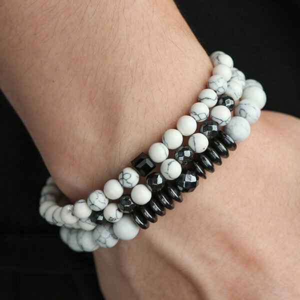 #MB006 Buddhavow Handmade Black Brushed Through Copper with Zirconia Diamonds Ball Flying Saucer Set Braided Bracelet Men's Jewelry：圖片 7