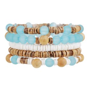 #MB005 Buddhavow Bohemian Beach Vacation Style Multi-Layer Stacked Wear Wooden Coconut Shells Strings Bracelet Beads Nepalese Men's Jewelry