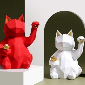 #PE001 Buddhavow European Matte Geometric Fortune Cat Ornaments Decoration Resin crafts Store