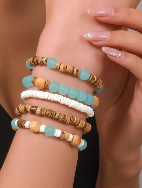 #MB005 Buddhavow Bohemian Beach Vacation Style Multi-Layer Stacked Wear Wooden Coconut Shells Strings Bracelet Beads Nepalese Men's Jewelry：圖片 3