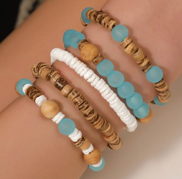 #MB005 Buddhavow Bohemian Beach Vacation Style Multi-Layer Stacked Wear Wooden Coconut Shells Strings Bracelet Beads Nepalese Men's Jewelry：圖片 4