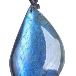 #GN015 Buddhavow Natural Labradorite Leaf Blue Moonlight Raw Polished Shaped Nude Stone Jewelry Crystal Necklace Pendant