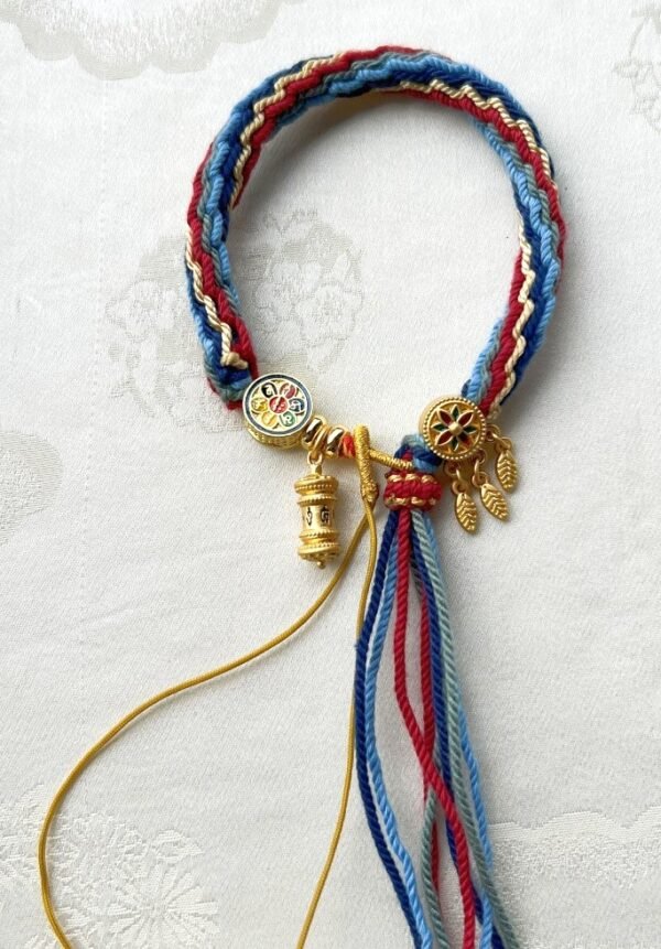 #TB001 Buddhavow Tibet's Hand-Woven Style Hand Rope Lucky Five Masters Colorful Reincarnation Knot String Bracelet：圖片 4