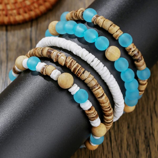#MB005 Buddhavow Bohemian Beach Vacation Style Multi-Layer Stacked Wear Wooden Coconut Shells Strings Bracelet Beads Nepalese Men's Jewelry：圖片 2