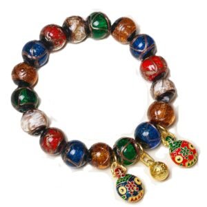 #PB017 Buddhavow Glaze String Couple Colorful Ancient Method Gold Bracelet Buddha Beads Jewelry