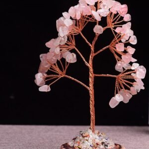 #CT002 Buddhavow Pink Crystal stone Tree for Healing & megnetic field balance