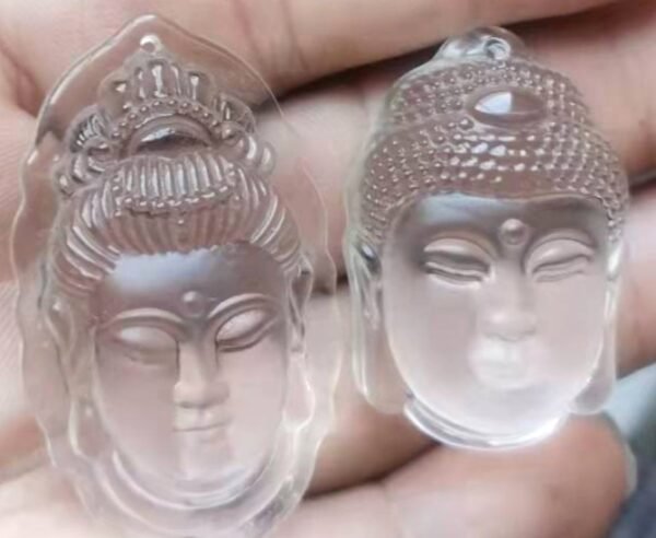 #BP002 Buddhavow Natural White Crystal Guanyin Sakyamuni Buddha Head Pendant Necklace Jewelry：圖片 9