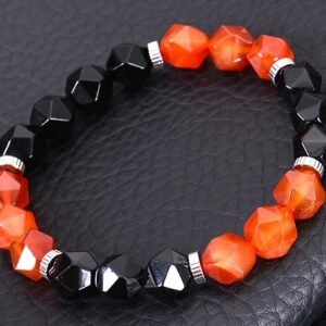 #MB021 Buddhavow Natural Micro Faceted Agate Stone Irregular Obsidian Bracelet Stretch Rope Beaded Jewelry