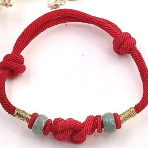 #LS001 Buddhavow Lucky Red Hand-Woven Couple Snake Year Vajra Knot Jade Bracelet Gift