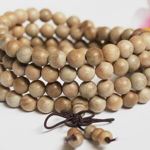 #NB020 Buddhavow Natural Golden Thread Nanmu 108-bead Buddhist prayer beads bracelet