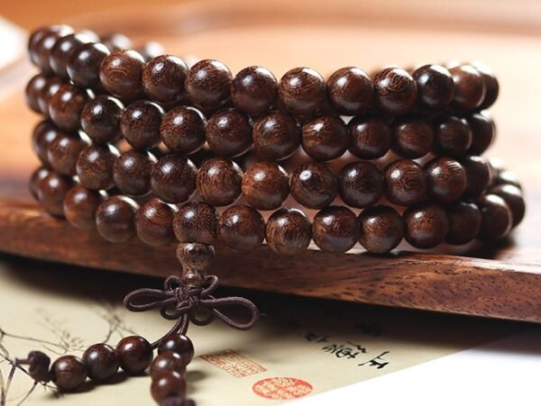 #NB006 Buddhavow Old-growth golden thread sandalwood 108-bead bracelet prayer beads ethnic retro style new Chinese-style prayer beads：圖片 11