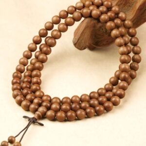 #NB053 Buddhavow Natural raw cinnabar 108-bead Buddhist prayer beads bracelet