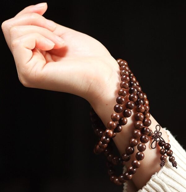 #NB006 Buddhavow Old-growth golden thread sandalwood 108-bead bracelet prayer beads ethnic retro style new Chinese-style prayer beads：圖片 5