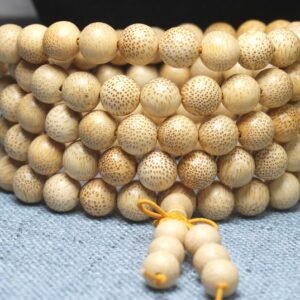 #NB014 Buddhavow Natural Golden bamboo 108-bead Buddhist prayer beads bracelet with high-content purple bead