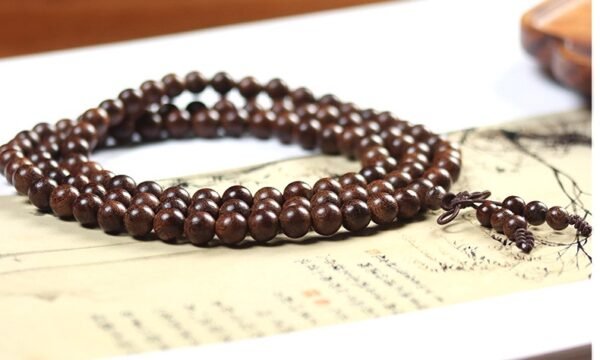 #NB006 Buddhavow Old-growth golden thread sandalwood 108-bead bracelet prayer beads ethnic retro style new Chinese-style prayer beads：圖片 8