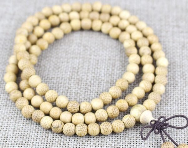 #NB014 Buddhavow Natural Golden bamboo 108-bead Buddhist prayer beads bracelet with high-content purple bead：圖片 3