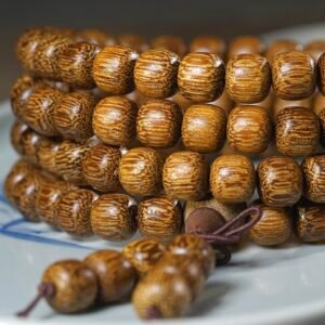 #NB004 Buddhavow White Agarwood Old-Style Bead 108-Bead Bracelet, Prayer Beads, Buddhist Beads Unisex Style, Playable Wooden Bead String