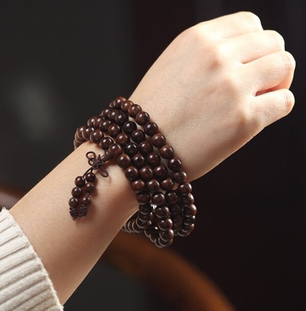#NB006 Buddhavow Old-growth golden thread sandalwood 108-bead bracelet prayer beads ethnic retro style new Chinese-style prayer beads：圖片 3