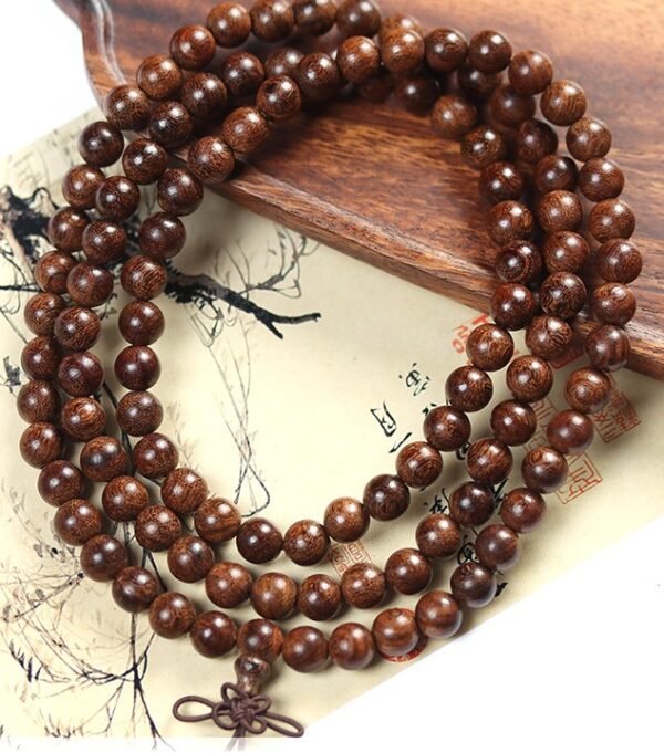#NB006 Buddhavow Old-growth golden thread sandalwood 108-bead bracelet prayer beads ethnic retro style new Chinese-style prayer beads：圖片 4