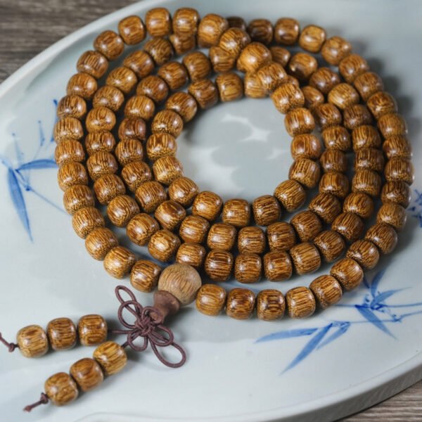 #NB004 Buddhavow White Agarwood Old-Style Bead 108-Bead Bracelet, Prayer Beads, Buddhist Beads Unisex Style, Playable Wooden Bead String：圖片 5