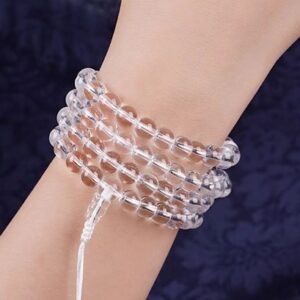 #NB003 Buddhavow White crystal bracelet with 108 white crystal Buddha beads multi-strand white crystal bracelet