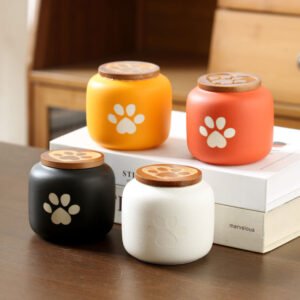 #PE007 Buddhavow Ceramic pet urn for cats and dogs, hair collection, memory storage jar 500ml