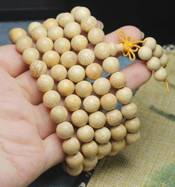 #NB014 Buddhavow Natural Golden bamboo 108-bead Buddhist prayer beads bracelet with high-content purple bead：圖片 4