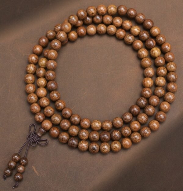 #NB006 Buddhavow Old-growth golden thread sandalwood 108-bead bracelet prayer beads ethnic retro style new Chinese-style prayer beads：圖片 10