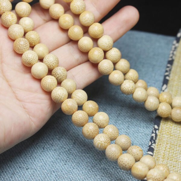 #NB014 Buddhavow Natural Golden bamboo 108-bead Buddhist prayer beads bracelet with high-content purple bead：圖片 2